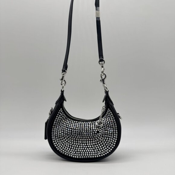 COACH Jonie crystals top handle clutch mini crossbody bag -Silver /Black - Picture 14 of 17